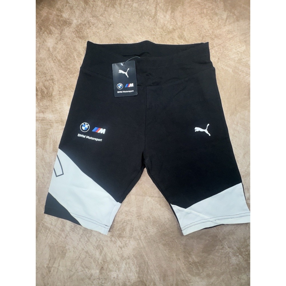 Puma BMW Motorsport Bike Shorts Women's Small Black White Racing Activewear NWT